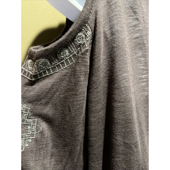 INC International Concepts Boho Embroidered Cold Shoulder Blouse Sz M grey NWT - Picture 9 of 10